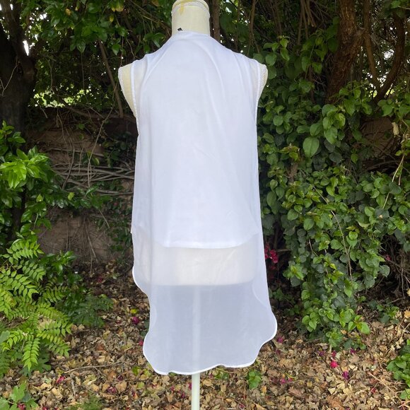 CALVIN KLEIN TOP Sheer 100% polyester Overlay Rounded Hem Size XS - Picture 5 of 7